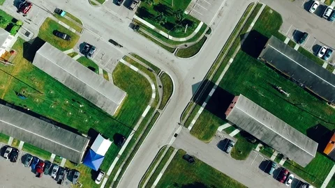 Overhead Aerial of Apartment Complex in the Suburbs with LUT Stock Footage 74122898