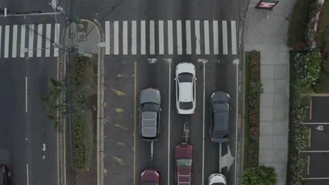 Overhead aerial ascends over an intersection in San Salvador, El Salvador Video stock 168270206