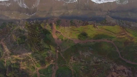Overhead Aerial Beach Waves Ocean Birds-eye-view Stock Footage 72728370