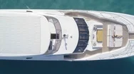 Overhead Aerial Drone Footage Of Huge Mega Yacht Anchored Off Turquoise Water St Stock Footage