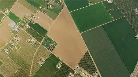 Overhead aerial patchwork fields farm land San Francisco Stock-Footage 91545810