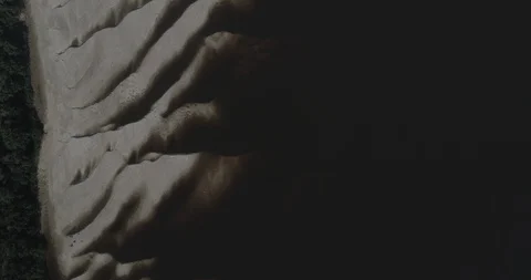 Overhead aerial sails over the patterns of the shoreline of the Inirida river 스톡 동영상 100610870