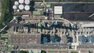 Overhead Aerial Shot Of Gas Coal Fired Power Station In Hong Kong Asia Stock Footage