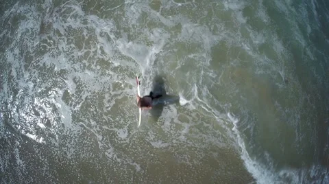 Overhead aerial shot of surfer Video stock 50181771