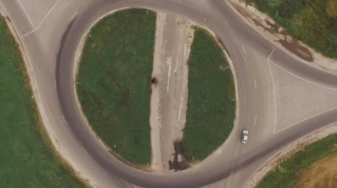 Overhead aerial view of the circular shaped road Stock Footage 68995168