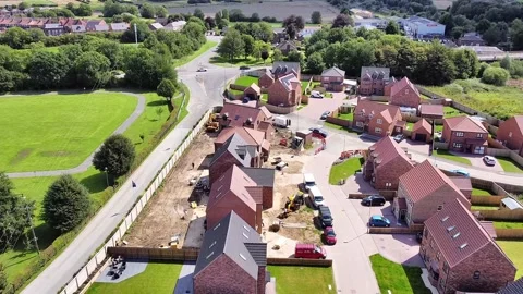 Overhead aerial view down a house building site Stock Footage 339613860