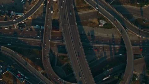 Overhead aerial view of highway.Road interchange.Drone footage Stock Footage 81515205