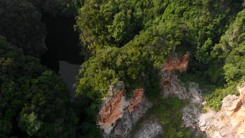 An overhead aerial view of a limestone hill. Stock Footage 116538848