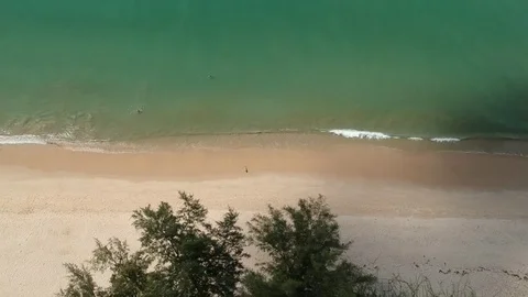 Overhead Aerial View Looking Down on Layan Beach, Phuket, Thailand Stock Footage 84262912