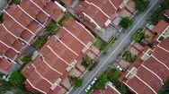 Overhead Aerial View Of Private Homes In Suburban District In Singapore Stock Footage