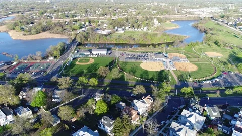 Overhead Aerial View of Recreational Fields Baseball Stock Footage 74862203