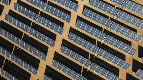 Overhead aerial view solar energy modules rows at Atacama desert fields Stock-Footage 117159953
