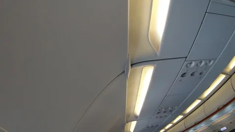 Overhead air conditioner and ventilation in airplane 库存影片 110795115