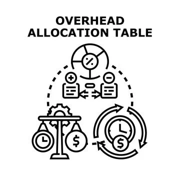Overhead allocation table analyzing business cost distribution イラスト素材
