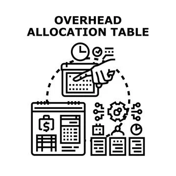 Overhead allocation table distributing financial resources concept Stock Illustration