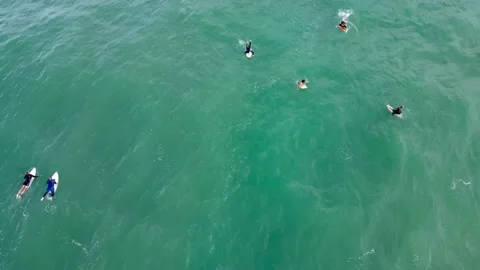 Overhead angle surfing Stock Footage 221423684