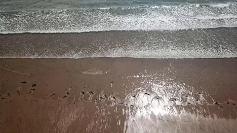 Overhead Beach and Ocean Waves Stock Footage 92911329