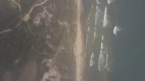 Overhead Beach Coast Landscape Under Clouds Stock Footage 95204642