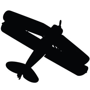 Overhead biplane in silhouette Illustrazione stock