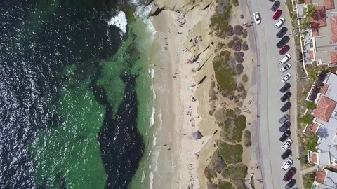 Overhead Bird's Eye View of La Jolla Beach, HD Stock Footage 109690489