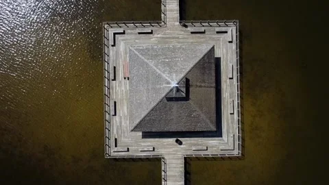 Overhead of Building In Marsh 스톡 동영상 194954008