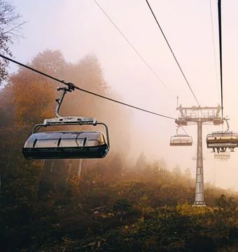 Overhead Cable Car Against Clear Sky Stock Photos