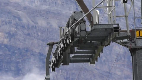 Overhead cable car reaching the station Stock Footage 76005193