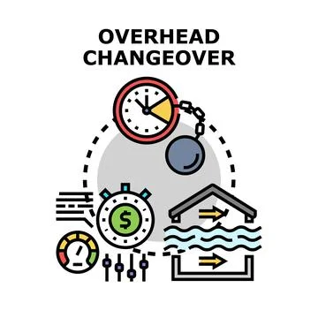 Overhead changeover process controlling business transition Stock Illustration