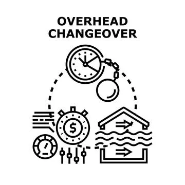 Overhead changeover process controlling business transition Stock Illustration