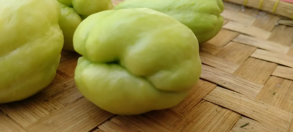 Overhead Chayote Squash on Mat Stock Photos