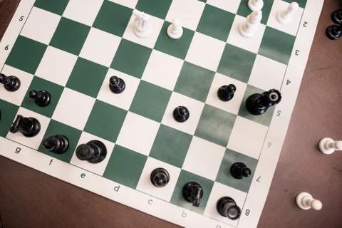 Overhead of chess game in progress Stock Photos