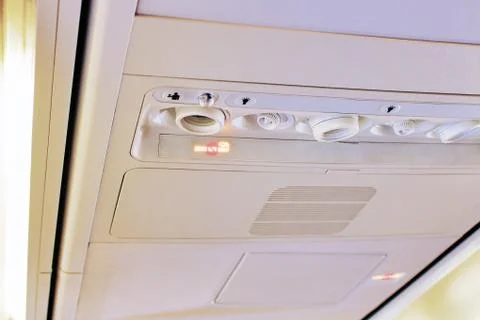 Overhead console of the airplane Stock Photos