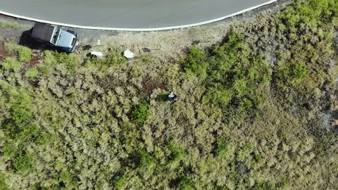 Overhead Couple Enjoying View While Off Roading with Jeep Stock Footage 99517654