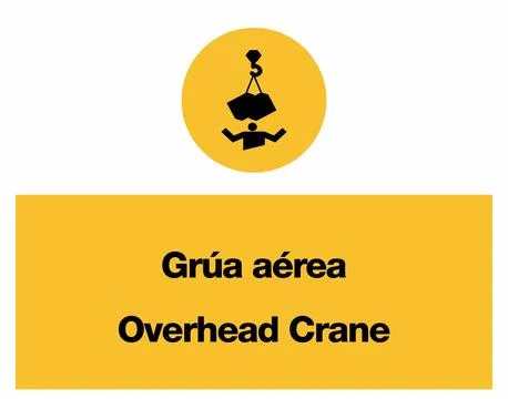 Overhead Crane Construction Warning Signage Set for Workplace Safety Stock Illustration