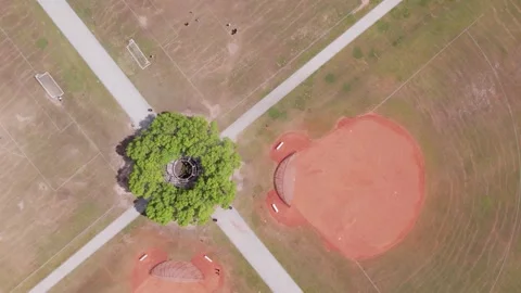 Overhead Crane Drone Shot of Baseball Fields Stock Footage 292918768