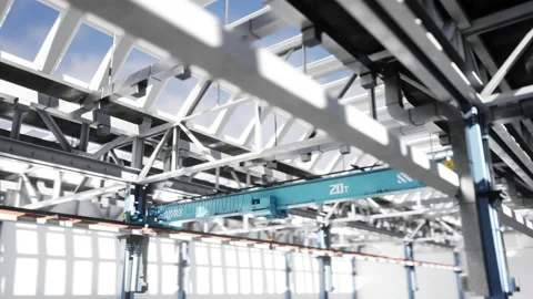 Overhead crane in the factory Video stock 139923217