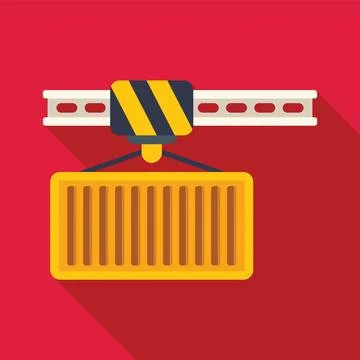 Overhead crane is lifting container in warehouse Stock Illustration