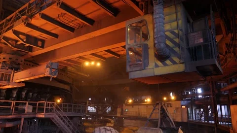 An overhead crane moves through the workshop. Stock Footage 139735955