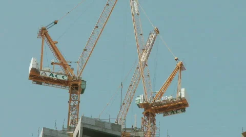 Overhead Cranes Time Lapse Stock Footage 495493