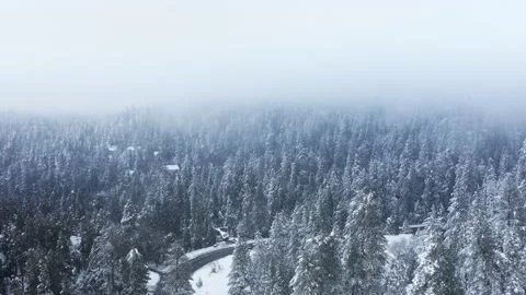 Overhead drone flying through heavy snow storm in winter mountain landscape 4K 스톡 동영상 165511326