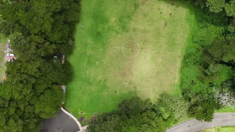 Overhead Drone Shot of Bosque de la Hoja Soccer Field, Costa Rica Stock Footage 317848048