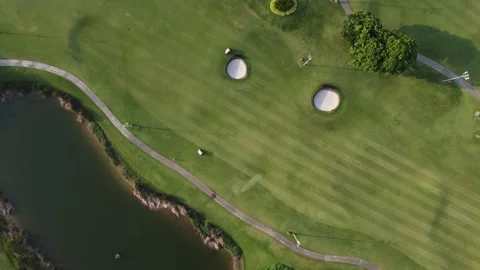 Overhead drone shot of golf course Stock Footage 164682087
