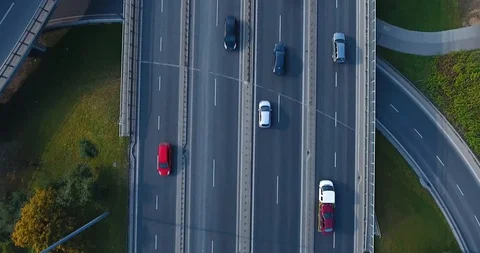 Overhead Drone Shot Of Highway Stock Footage 86025947