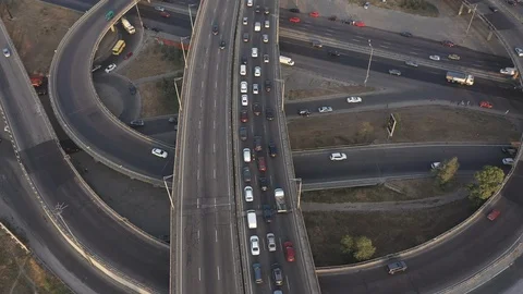 Overhead Drone Shot Of Highway Видео 115861591