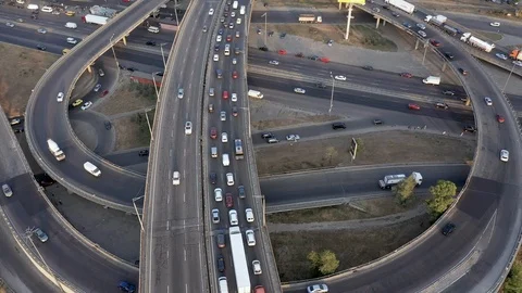 Overhead Drone Shot Of Highway Видео 115861650
