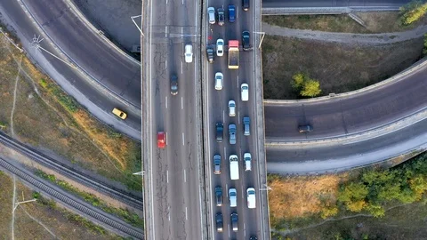 Overhead Drone Shot Of Highway Stock Footage 115861653