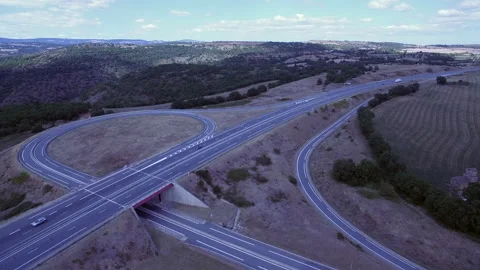 Overhead Drone Shot Of Network Roads Bridges In France. Stock Footage 141503494