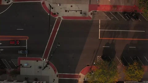 Overhead Drone Shot of Street Intersection - Middletown Connecticut Stock Footage 347078417