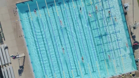 Overhead Drone Shot of Swimming Pool Stock Footage 102398960