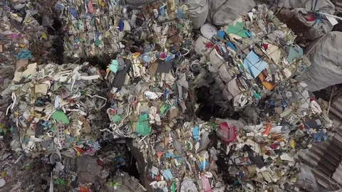 Overhead Drone Shot Of Trash. Assorted rubbish Video stock 82738264